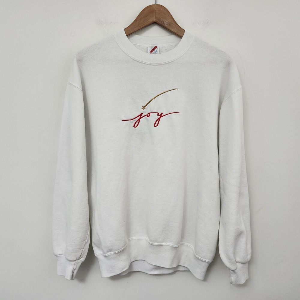 JERZEES Women's White Crew Neck 'Joy' Sweatshirt Size L